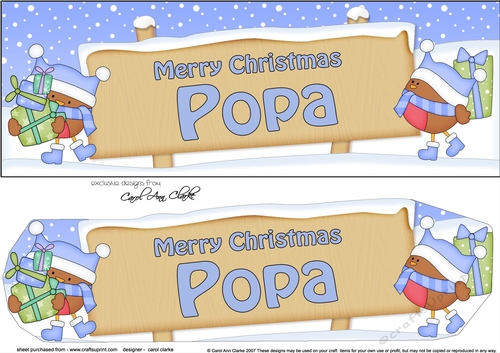 large DL Merry Christmas POPA Robins 3D decoupage