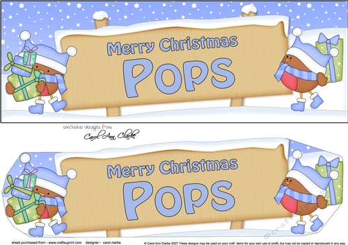 large DL Merry Christmas POPS Robins 3D decoupage