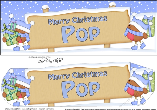 large DL Merry Christmas POP Robins 3D decoupage