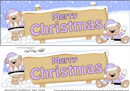 large DL MERRY CHRISTMAS with Livvy Bear Signpost 3D decoupage