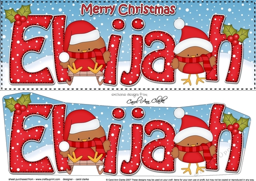 Large DL Merry Christmas ELIJAH 3D decoupage 