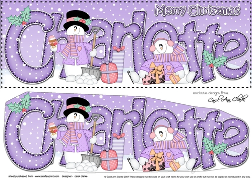 Large DL Merry Christmas CHARLOTTE 3D decoupage 