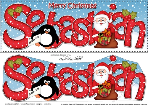 Large DL Merry Christmas SEBASTIAN 3D decoupage 