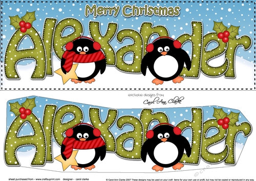 Large DL Merry Christmas ALEXANDER 3D decoupage 