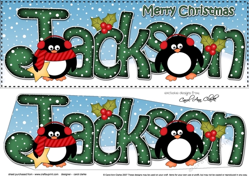 Large DL Merry Christmas JACKSON 3D decoupage 