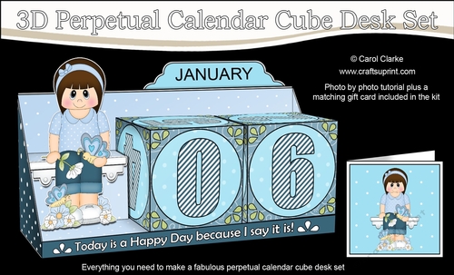 3D Everlasting Perpetual Calendar Desk Set Kit - Butterly & Flower Teen