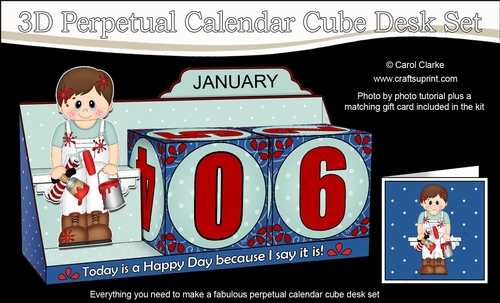 3D Everlasting Perpetual Calendar Desk Set Kit - Painter & Decorator Man