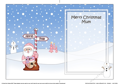5 x 7 matching insert -  Merry Christmas MUM with Santa