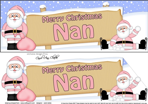 large DL Merry Christmas NAN with Santa 3D decoupage