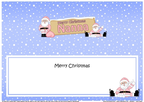 large DL Merry Christmas NANNA with Santa insert