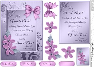 Metallic Birthday Greeting Quick Card with 3D Decoupage