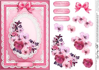 A5 Spring Flowers and Lace Quick Card with 3D Decoupage