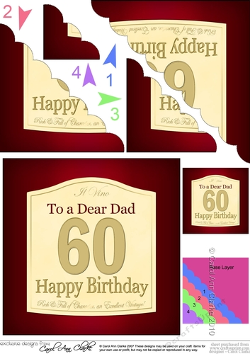 60th Birthday Dad Wine Label Scalloped Corner Stacker
