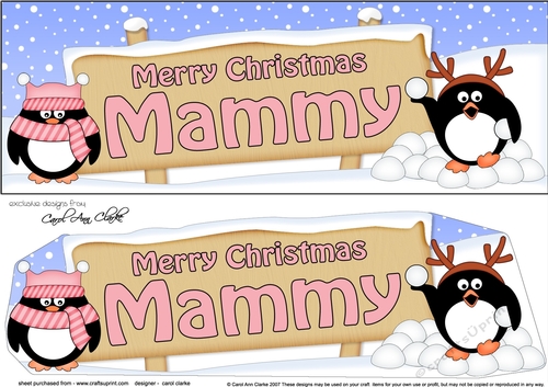 large DL Merry Christmas MAMMY with Penguins 3D decoupage