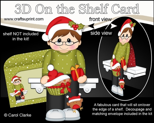 3D Christmas On the Shelf Card Kit - Cute Christmas Teen has a Festive Cupcake