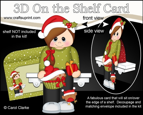 3D Christmas On the Shelf Card Kit - Cute Christmas Teen has a Festive Cupcake
