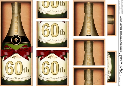DL 60th Birthday Champagne in a Box with top & bottom stacker
