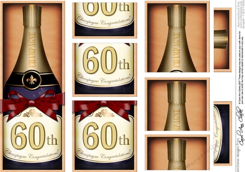 DL 60th Birthday Champagne in a Box with top & bottom stacker