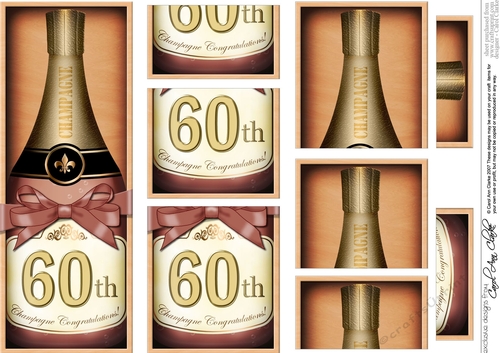 DL 60th Birthday Champagne in a Box with top & bottom stacker