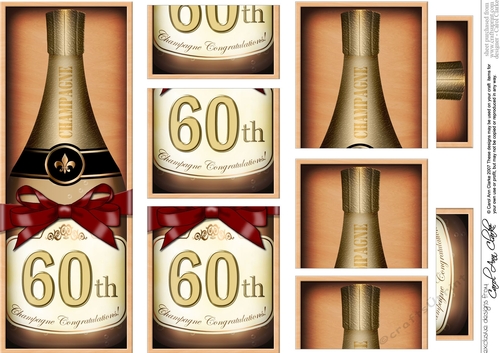 DL 60th Birthday Champagne in a Box with top & bottom stacker