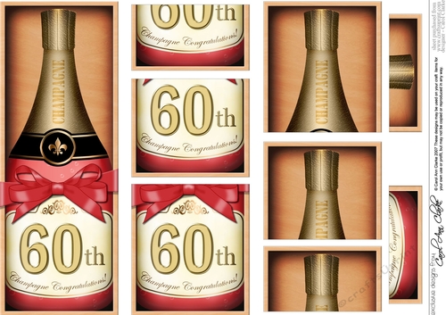 DL 60th Birthday Champagne in a Box with top & bottom stacker