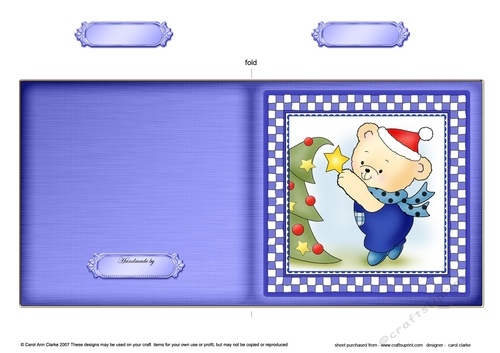 Cute Hunney Bear Robert has a Christmas Tree Quick Cut and Fold Card 