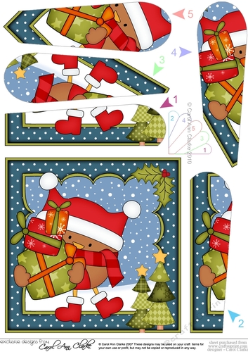 Christmas Bobbin Robin has lots of Presents Fan Pyramage Topper