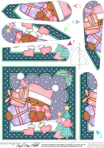 Christmas Bobbin Robin has lots of Presents Fan Pyramage Topper