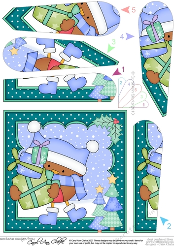 Christmas Bobbin Robin has lots of Presents Fan Pyramage Topper