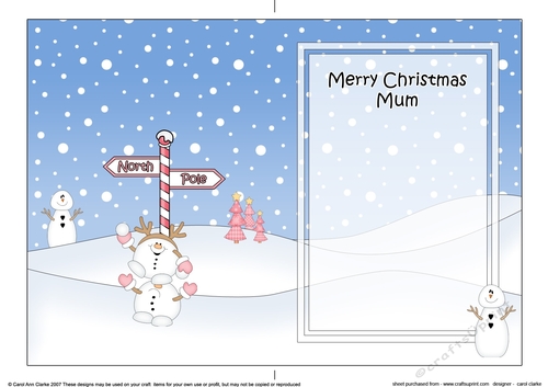 5 x 7 matching insert -  Merry Christmas MUM with Snowball Sam