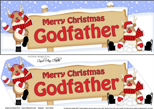 large DL Merry Christmas GODFATHER with Rudolph 3D decoupage
