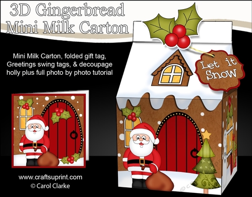 3D Christmas Milk Carton Gingerbread House Treat Box Mini Kit -  Santa has his Sack 