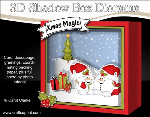 3D Christmas Diorama Shadow Box Card Mini Kit  - Snowball Sam is in Love