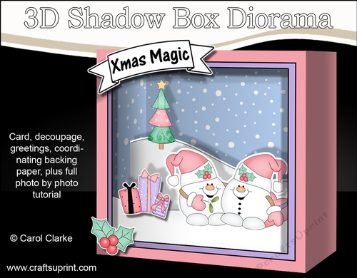 3D Christmas Diorama Shadow Box Card Mini Kit  - Snowball Sam is in Love