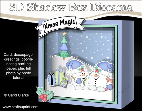3D Christmas Diorama Shadow Box Card Mini Kit  - Snowball Sam is in Love