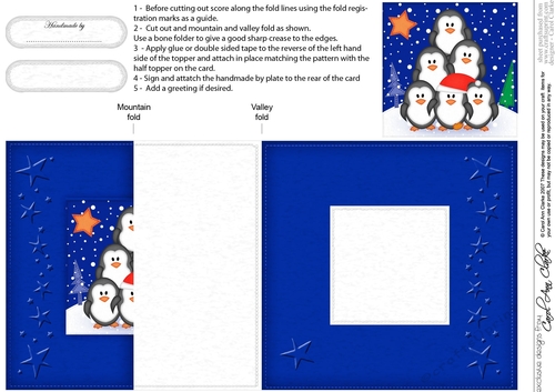 Cute Christmas Penguin Tree Felties No-Hole Fold Back Card