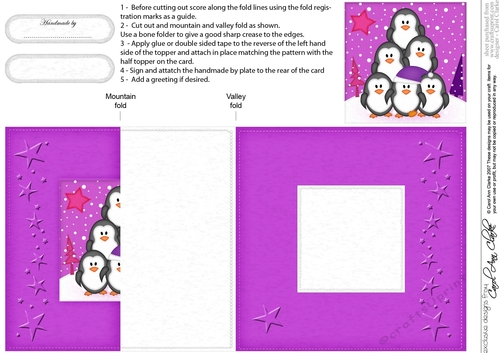 Cute Christmas Penguin Tree Felties No-Hole Fold Back Card