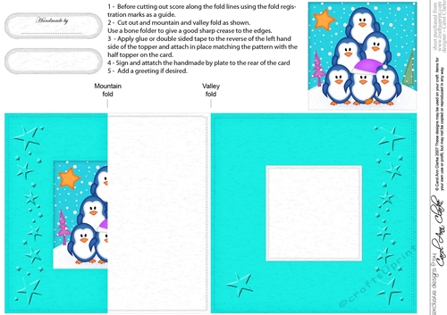 Cute Christmas Penguin Tree Felties No-Hole Fold Back Card