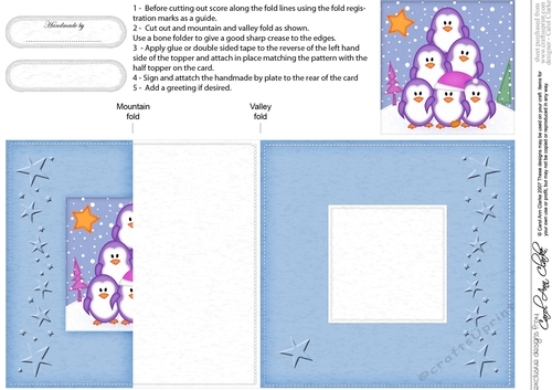 Cute Christmas Penguin Tree Felties No-Hole Fold Back Card