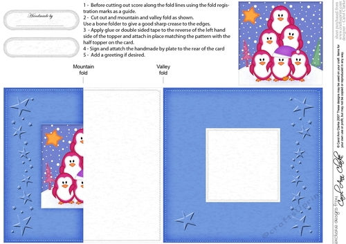 Cute Christmas Penguin Tree Felties No-Hole Fold Back Card