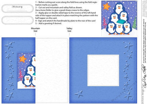Cute Christmas Penguin Tree Felties No-Hole Fold Back Card