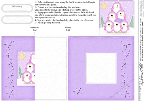 Cute Christmas Penguin Tree Felties No-Hole Fold Back Card