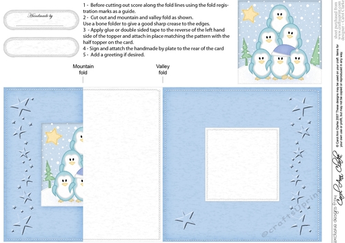 Cute Christmas Penguin Tree Felties No-Hole Fold Back Card