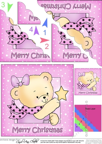 Cute Hunney Bear Rosie - Rosie has a Christmas Star Scallop Corner Side Stacker Topper