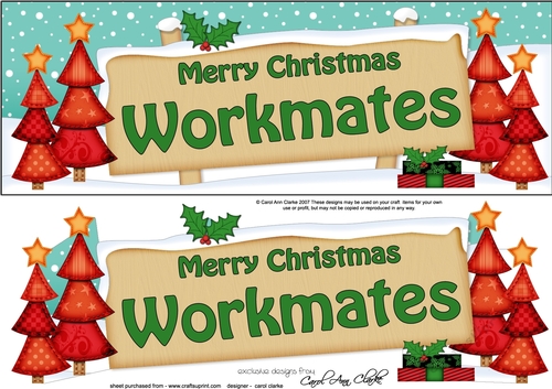 large DL Merry Christmas WORKMATES with Xmas Trees 3D decoupage