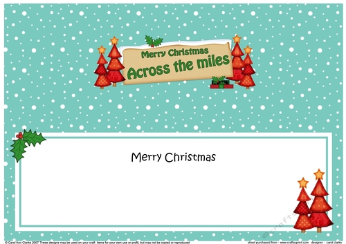 large DL Merry Christmas Merry Christmas ACROSS THE MILES with Xmas Trees insert
