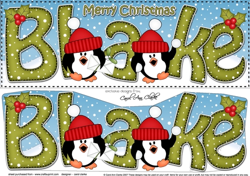 Large DL Merry Christmas BLAKE 3D decoupage 