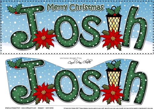 Large DL Merry Christmas JOSH 3D decoupage 