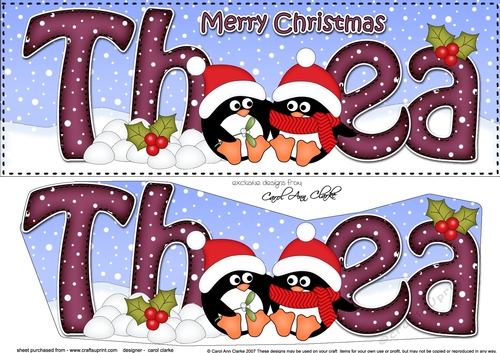 Large DL Merry Christmas THEA 3D decoupage 