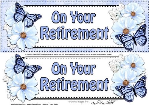 Large DL ON YOUR RETIREMENT Floral Butterflies 3D decoupage